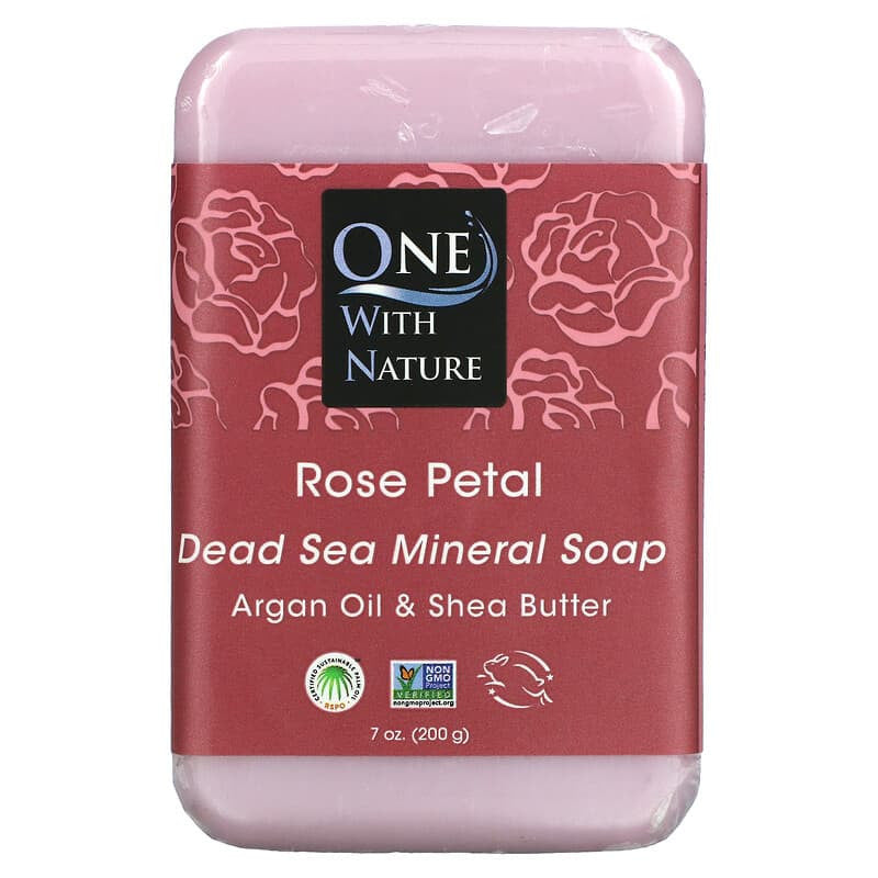 One With Nature Dead Sea Mineral Rose Petal Bar Soap, 7 Oz